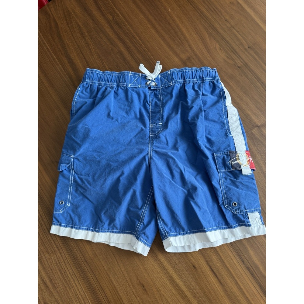 Vintage Tommy Hilfiger Blue Cargo Swim Trunks Board Shorts Men's Size L - Y2K